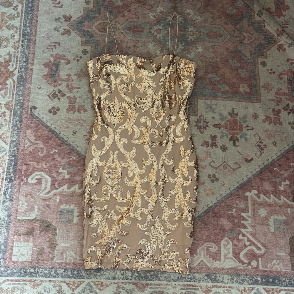NWT Champagne Gold Sequin Dress